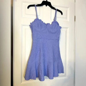 Lush Ruffle Hem Mini Dress Accented Bustline Periwinkle Size Medium NEW